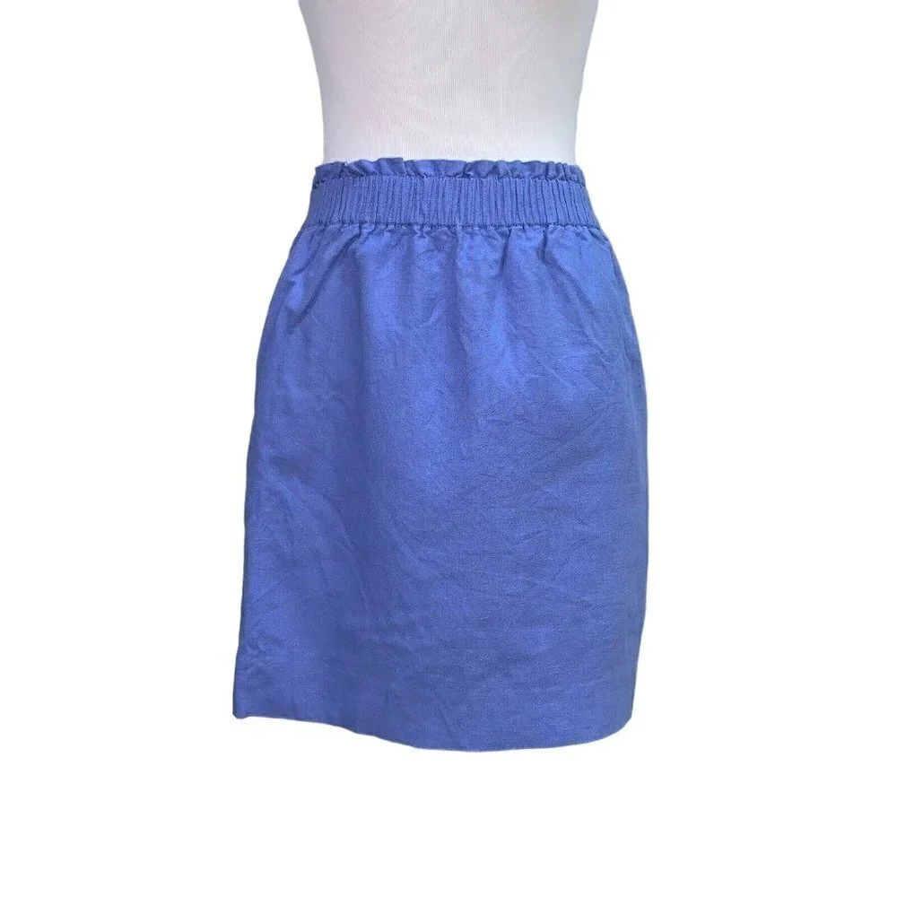 J. Crew Factory Women's Size 4 Sidewalk Mini Skirt Style 41575 Linen Blend Blue